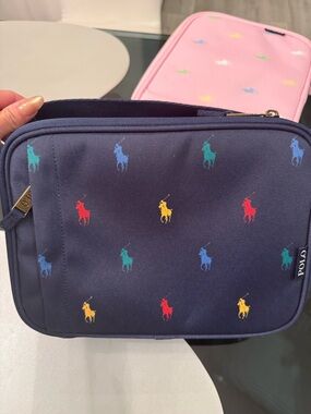 Polo by Ralph Lauren Navy Pouch with Multicolor Pony Logos